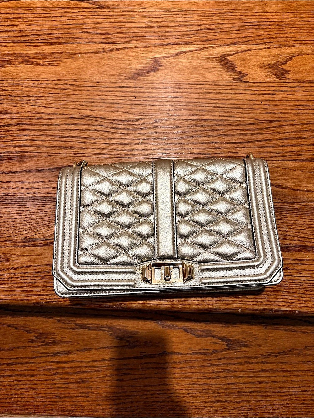 Rebecca Minkoff Love Crossbody Quilted Shoulder Bag in Gold